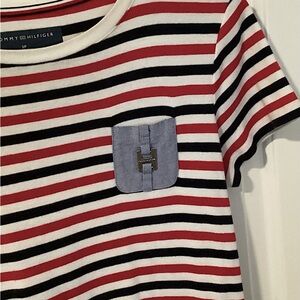🔥EUC Tommy Hilfiger, red and Black Striped Casual Dress mini super super cute
